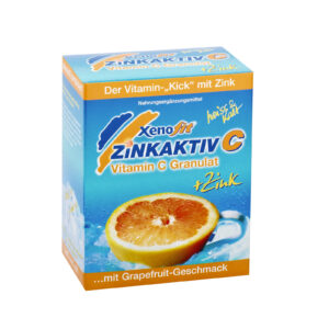 Packung von Xenofit ZINKAKTIV C Vitamin C Granulat mit Grapefruit-Geschmack